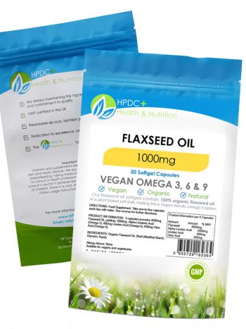 Organic Flaxseed Oil 1000mg Omega 3, 6 & 9 Vegan Softgels for Heart, Joints & Skin Health