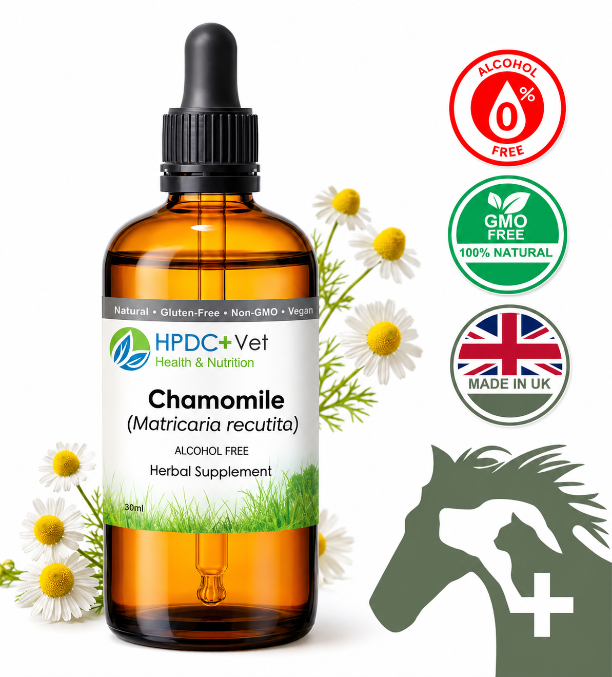 ChatGPT Image Jul 6, 2026, 11_16_10 AM Chamomile Alcohol Free Tincture for Dogs & Pets Natural Calming, Anti Anxiety & Digestive Aid